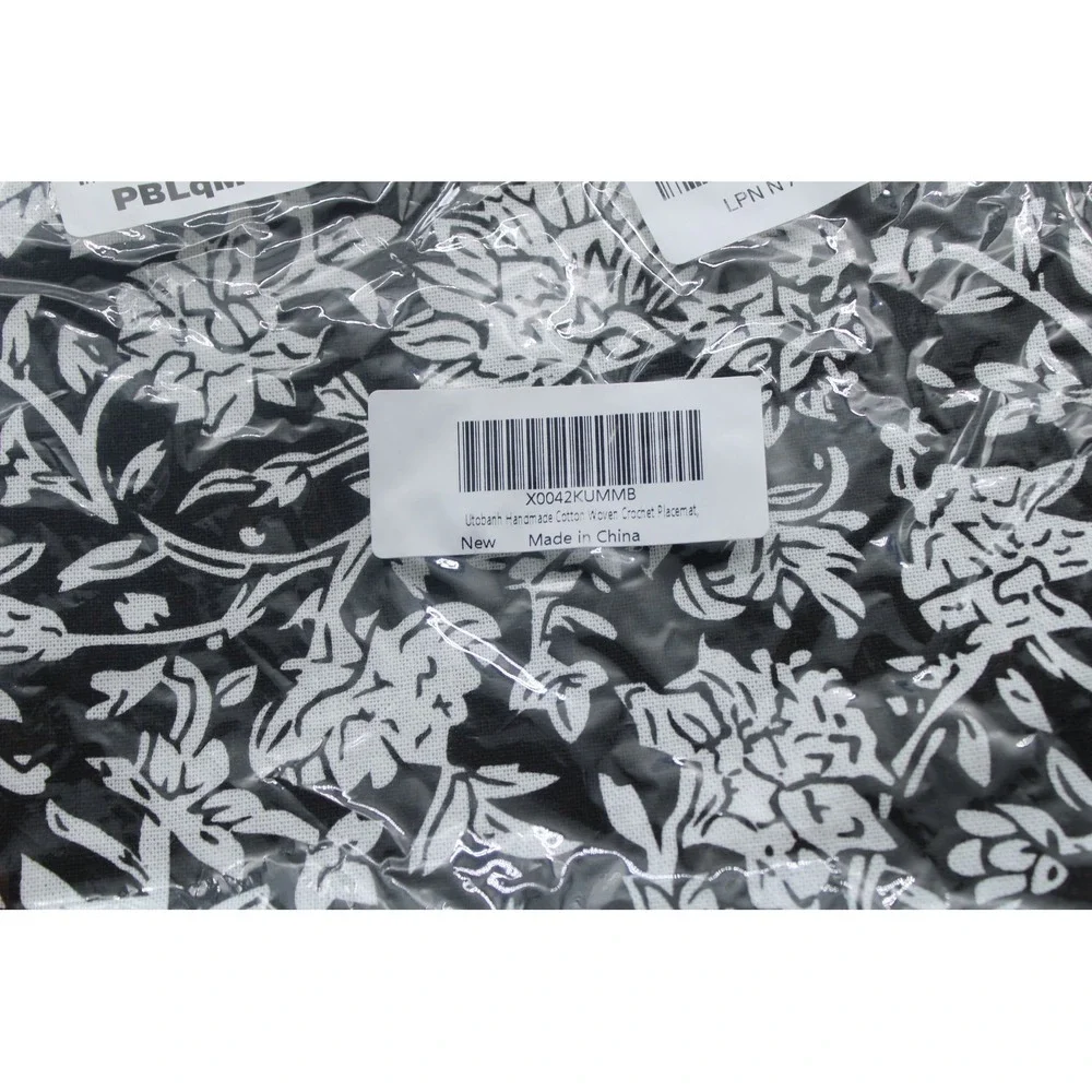 Utobanh Handmade Cotton Woven Floral Throw Pillow Cover Black White 17 x 17 in